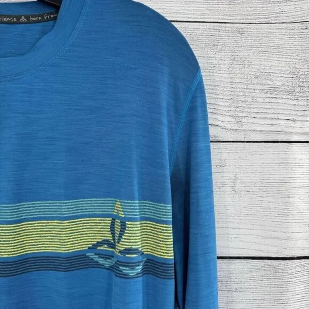 Prana Shirt Calder Long‎ Sleeve Performance Blue Mens Size Small Gym Hiking